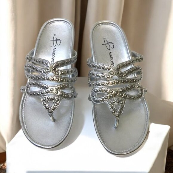 6337/571 Bmakowsky Silver Sandals - Size 7 Med - Picture 2 of 3